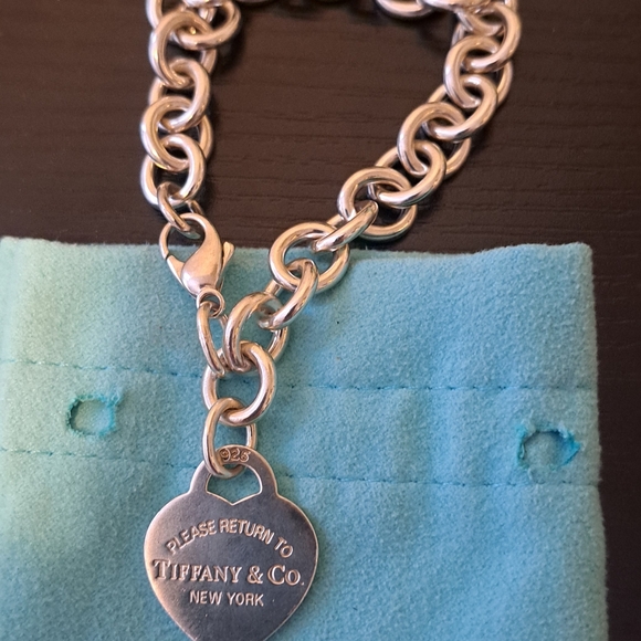 Tiffany & Co. Jewelry - Tiffany & Co. Silver Heart Tag Necklace with Blue Pouch